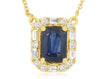 1.19CT DIAMOND & AAA SAPPHIRE 14KT YELLOW GOLD 3D BAGUETTE SQUARE LOVE NECKLACE