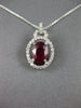 1.59CT DIAMOND & AAA RUBY 14KT WHITE GOLD OVAL & ROUND LOVE KNOT PENDANT #27261