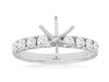 .90CT DIAMOND 14KT WHITE GOLD CLASSIC 9 STONE 4 PRONG SEMI MOUNT ENGAGEMENT RING