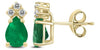 .54CT DIAMOND & AAA EMERALD 14KT YELLOW GOLD PEAR SHAPE & ROUND CLASSIC EARRINGS