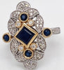1.6CT DIAMOND & AAA SAPPHIRE 14KT 2 TONE GOLD 3D PRINCESS & ROUND FILIGREE RING
