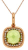 1.53CT DIAMOND & AAA PERIDOT 14KT ROSE GOLD 3D CUSHION & ROUND FLOATING PENDANT