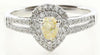 .93CT WHITE & FANCY YELLOW DIAMOND 18KT WHITE GOLD 3D PEAR SHAPE ENGAGEMENT RING