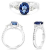 2.73CT DIAMOND & AAA SAPPHIRE PLATINUM ROUND PEAR SHAPE & OVAL ENGAGEMENT RING