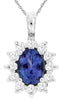 1.93CT DIAMOND & AAA TANZANITE 14KT WHITE GOLD 3D OVAL & ROUND FLOATING PENDANT