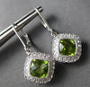 1.92CT DIAMOND & AAA PERIDOT 14KT WHITE GOLD SQUARE LEVERBACK HANGING EARRINGS