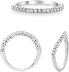 .19CT DIAMOND 14KT WHITE GOLD ROUND 3D SEMI ETERNITY FLEXIBLE & ADJUSTABLE RING