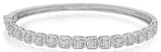 2.0CT DIAMOND 18KT WHITE GOLD ROUND MULTI SQUARE FILIGREE CUFF BANGLE BRACELET