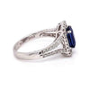 2.63CT DIAMOND & AAA SAPPHIRE 18KT WHITE GOLD CUSHION & ROUND ENGAGEMENT RING