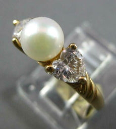 1CT CUBIC ZIRCONIA & AAA SOUTH SEA PEARL 14KT YELLOW GOLD DOUBLE HEART LOVE RING