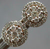 ESTATE .50CT DIAMOND 14KT WHITE & ROSE GOLD 3D CLUSTER FLOWER HALO STUD EARRINGS