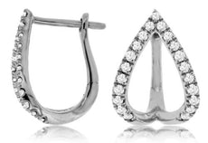 ESTATE .38CT DIAMOND 14KT WHITE GOLD OPEN HEART LEVERBACK FUN HANGING EARRINGS