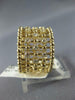 WIDE .41CT DIAMOND 14KT YELLOW GOLD MULTI ROW MULTI BAR 3/4 ETERNITY LOVE RING