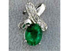 1.27CT DIAMOND & AAA EMERALD 14K WHITE GOLD OVAL & ROUND X LOVE FLOATING PENDANT