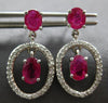 ESTATE 2.13CT DIAMOND & AAA RUBY 14K WHITE GOLD OVAL & ROUND CHANDELIER EARRINGS