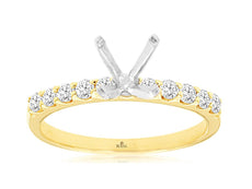 .35CT DIAMOND 14K YELLOW GOLD CLASSIC 9 STONE 4 PRONG SEMI MOUNT ENGAGEMENT RING