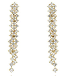 LARGE 1.69CT DIAMOND 18KT YELLOW GOLD CLASSIC 3 ROW CHANDELIER HANGING EARRINGS