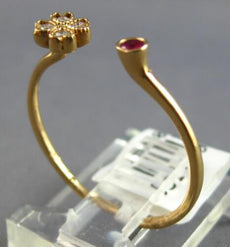 .09CT DIAMOND & AAA RUBY 18K YELLOW GOLD 3D MULTI HEART FLOWER TENSION LOVE RING