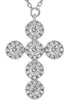 ESTATE .53CT DIAMOND 14KT WHITE GOLD 3D CLASSIC MULTI FLOWER CROSS NECKLACE