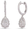 .72CT DIAMOND 14K WHITE GOLD ROUND CLUSTER TEAR DROP HUGGIE FUN HANGING EARRINGS