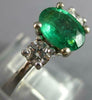 1.80CT DIAMOND & AAA EMERALD 14KT WHITE GOLD OVAL & ROUND ENGAGEMENT RING #27484