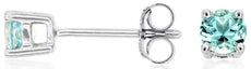 ESTATE .50CT AAA AQUAMARINE 14KT WHITE GOLD CLASSIC ROUND 4 PRONG STUD EARRINGS