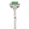 ESTATE 1.37CT DIAMOND & AAA EMERALD 18K 2 TONE GOLD SQUARE HALO ENGAGEMENT RING