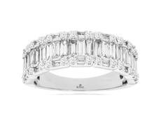 1.30CT DIAMOND 14KT WHITE GOLD 3D ROUND & BAGUETTE MULTI SQUARE ANNIVERSARY RING