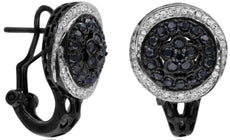 LARGE .86CT WHITE & BLACK DIAMOND 14KT WHITE & BLACK GOLD 3D FLOWER FUN EARRINGS