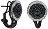 LARGE .86CT WHITE & BLACK DIAMOND 14KT WHITE & BLACK GOLD 3D FLOWER FUN EARRINGS