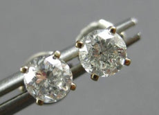 ESTATE .70CT DIAMOND 14K WHITE GOLD CLASSIC ROUND SOLITAIRE STUD EARRINGS #28174
