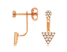 .36CT DIAMOND 14KT ROSE GOLD ROUND FLOWER TRILLION TRIANGULAR HANGING EARRINGS