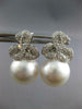 .88CT DIAMOND & AAA SOUTH SEA PEARL 18KT WHITE GOLD FLOWER STUD HANGING EARRINGS