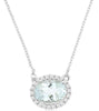 1.37CT DIAMOND & AAA AQUAMARINE 14KT WHITE GOLD OVAL & ROUND HALO LOVE NECKLACE