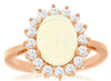 2.35CT DIAMOND & AAA OPAL 14KT ROSE GOLD OVAL & ROUND CLASSIC FLOWER LOVE RING