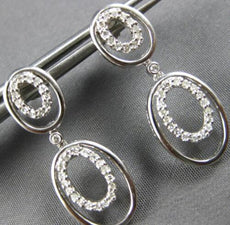 ESTATE .30CT DIAMOND 14KT WHITE GOLD 3D CLASSIC OPEN OVAL FUN HANGING EARRINGS