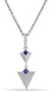 ESTATE .28CT DIAMOND & AAA SAPPHIRE 14KT WHITE GOLD TRIANGULAR FLOATING PENDANT