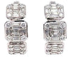 LARGE 3.64CT DIAMOND 18KT WHITE GOLD 3D ROUND & BAGUETTE HOOP HANGING EARRINGS