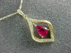 ESTATE .34CT DIAMOND & AAA RUBY 14K YELLOW GOLD CLASSIC TEAR DROP LEAF PENDANT|C5993R-1
