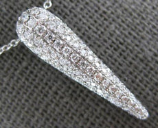 .45CT DIAMOND 14K WHITE GOLD MULTI ROW ELONGATED TEAR DROP PAVE FLOATING PENDANT