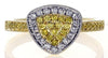 .43CT WHITE & FANCY YELLOW DIAMOND 18KT 2 TONE GOLD PAVE TRILLION FILIGREE RING