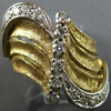 LARGE .49CT DIAMOND 14KT WHITE & YELLOW GOLD 3D MULTI ROW DOUBLE WAVE BAR RING