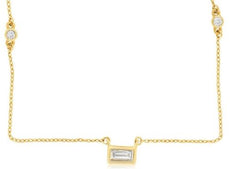 .14CT DIAMOND 14KT YELLOW GOLD 3D EMERALD CUT & ROUND BY THE YARD LOVE NECKLACE