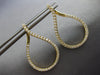 ESTATE 1.25CT DIAMOND 14K YELLOW GOLD 3D TEAR DROP SIDEWAY HOOP HANGING EARRINGS