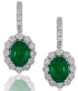11.11CT DIAMOND & AAA EMERALD 18KT WHITE GOLD 3D OVAL & ROUND HANGING EARRINGS