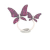 ESTATE 2.37CT DIAMOND & AAA RUBY 18KT WHITE GOLD 3D DOUBLE BUTTERFLY LOVE RING
