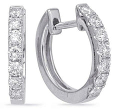 .50CT DIAMOND 14KT WHITE GOLD CLASSIC ROUND 7 STONE FOUR PRONG HUGGIE EARRINGS