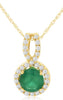 .96CT DIAMOND & AAA EMERALD 14KT YELLOW GOLD 3D ROUND INFINITY FLOATING PENDANT