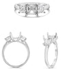 1.44CT DIAMOND PLATINUM SQUARE PRINCESS CUT 3 STONE SEMI MOUNT ENGAGEMENT RING