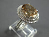 ESTATE LARGE 7.62CT DIAMOND & AAA CHAMPAGNE TOPAZ 14K WHITE GOLD ENGAGEMENT RING